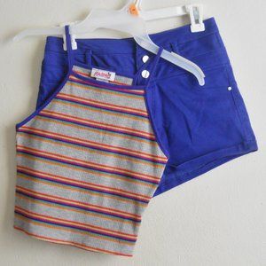 MadRag Striped Crop Top & Refuge Mid-rise Blue Shorts, Top M, Shorts Size 4